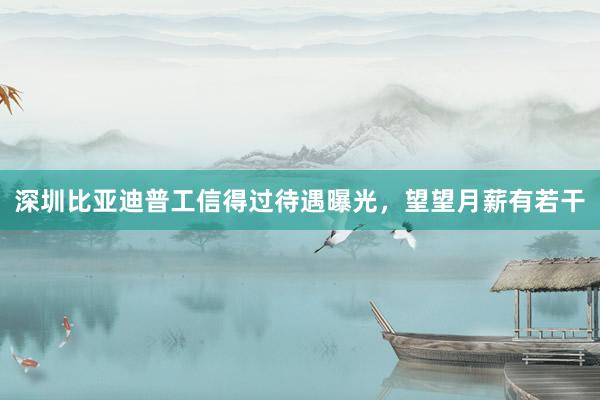 深圳比亚迪普工信得过待遇曝光，望望月薪有若干